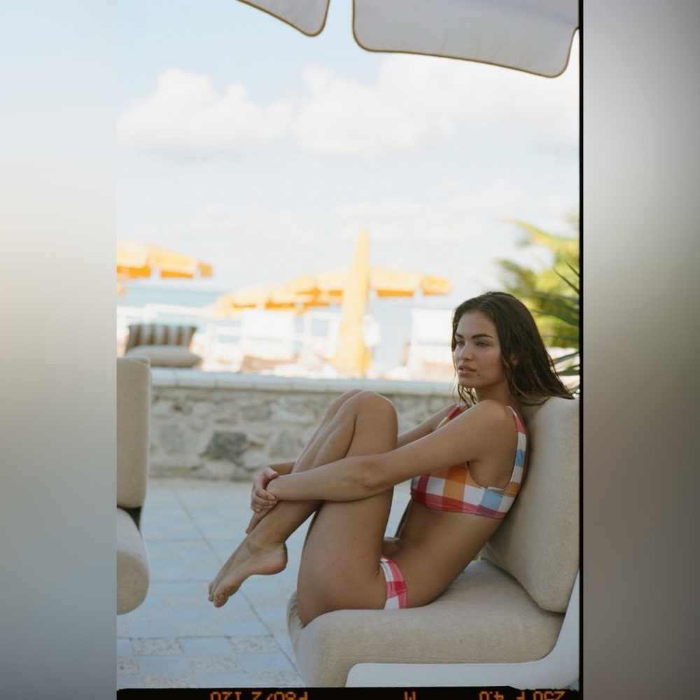 SOLID & STRIPED LARGE belle Colorful Checkered Bikini Set